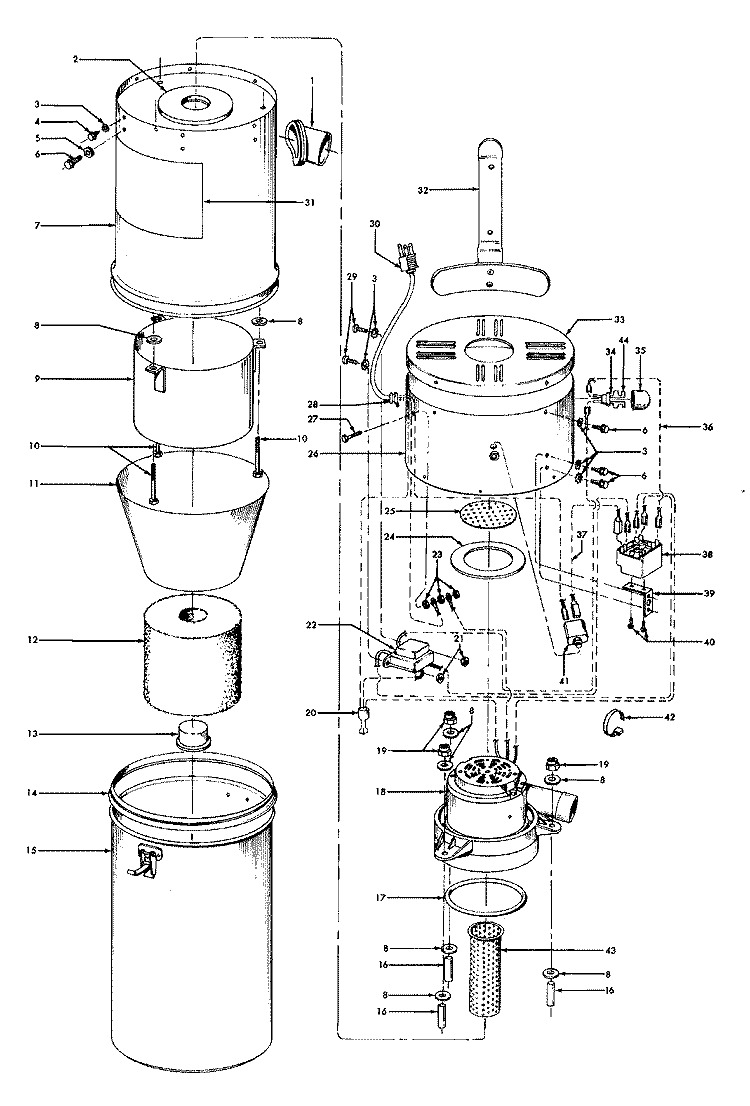 MOTOR, MAINHSG_UPPER, MAINHSG_LOWER Diagram and Parts List for S5503---  Hoover Upright Vacuum