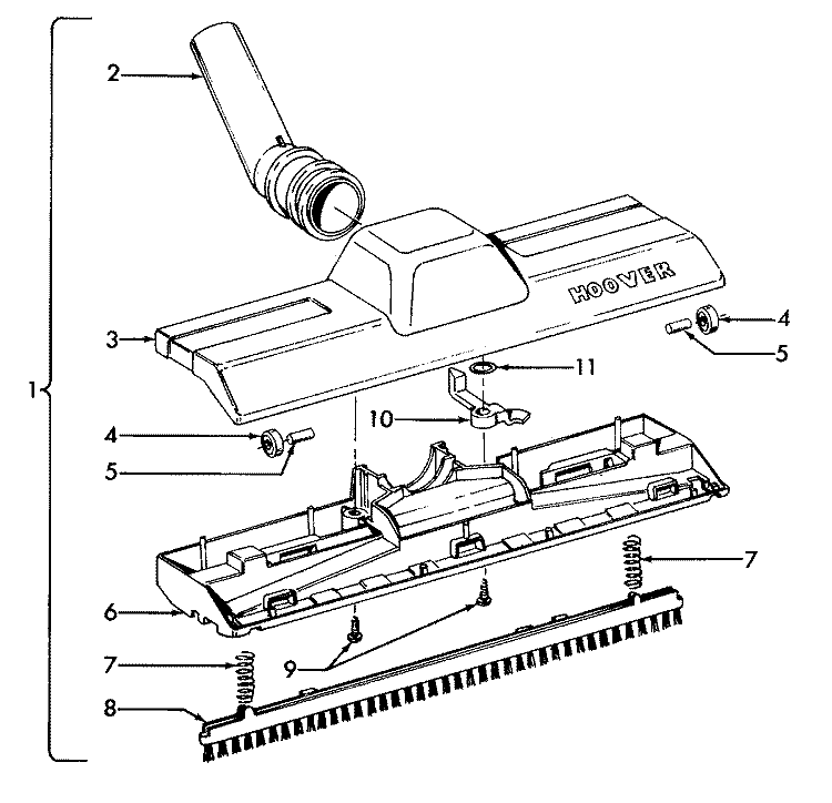 RUG_FLRNOZZLE Diagram and Parts List for S5507---  Hoover Upright Vacuum