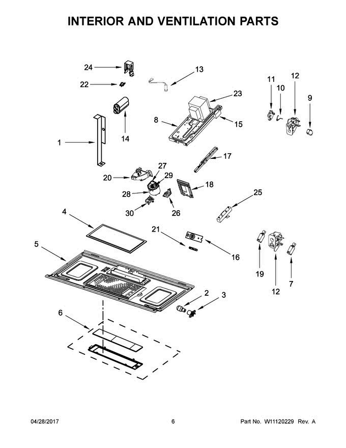 04 - Interior And Ventilation Parts Diagram and Parts List for YMMV4206FB2  Maytag Microwave Oven Combo
