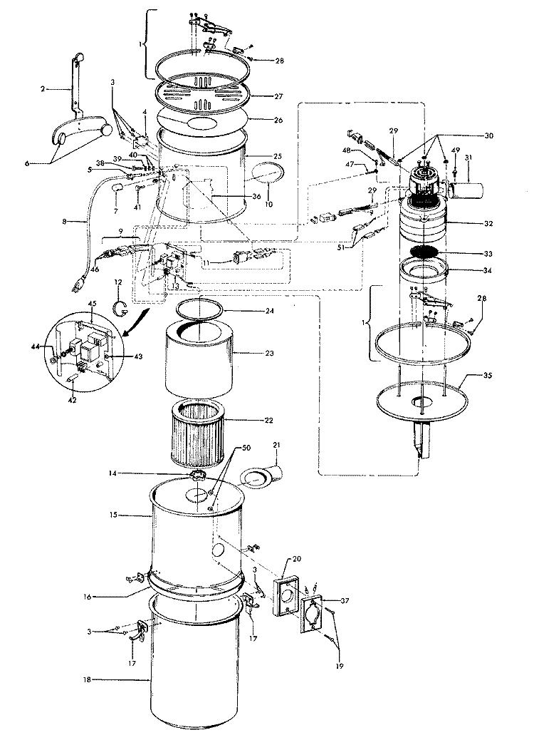 MAINHOUSING, MOTOR ASSEMBLY Diagram and Parts List for S5573011  Hoover Upright Vacuum
