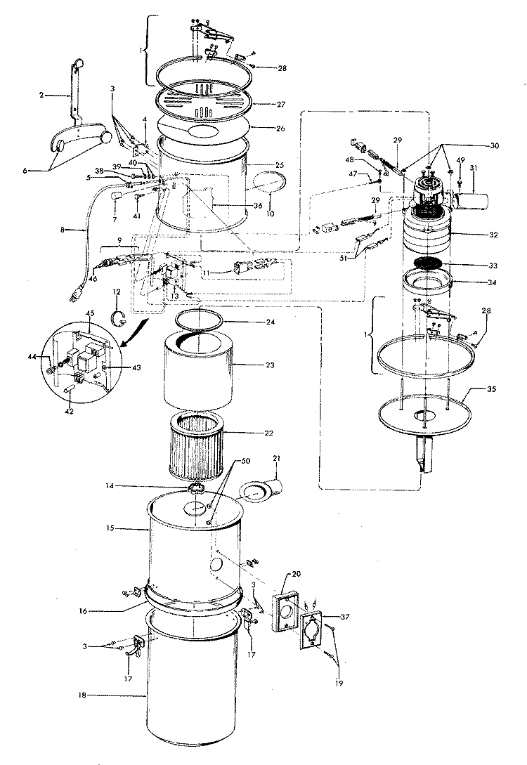 MAINHOUSING, MOTOR ASSEMBLY Diagram and Parts List for S5573022  Hoover Upright Vacuum