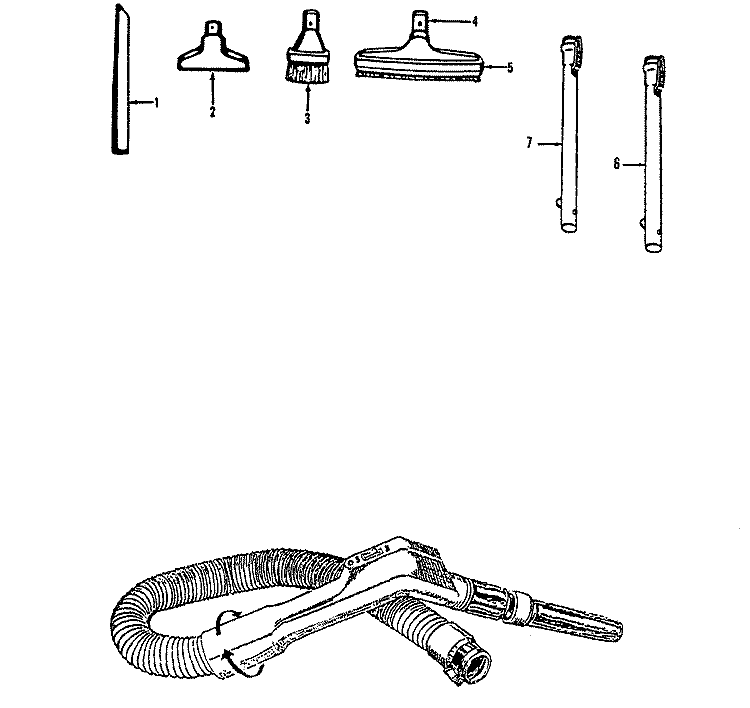 HOSE, CLEANINGTOOLS Diagram and Parts List for S5577---  Hoover Upright Vacuum