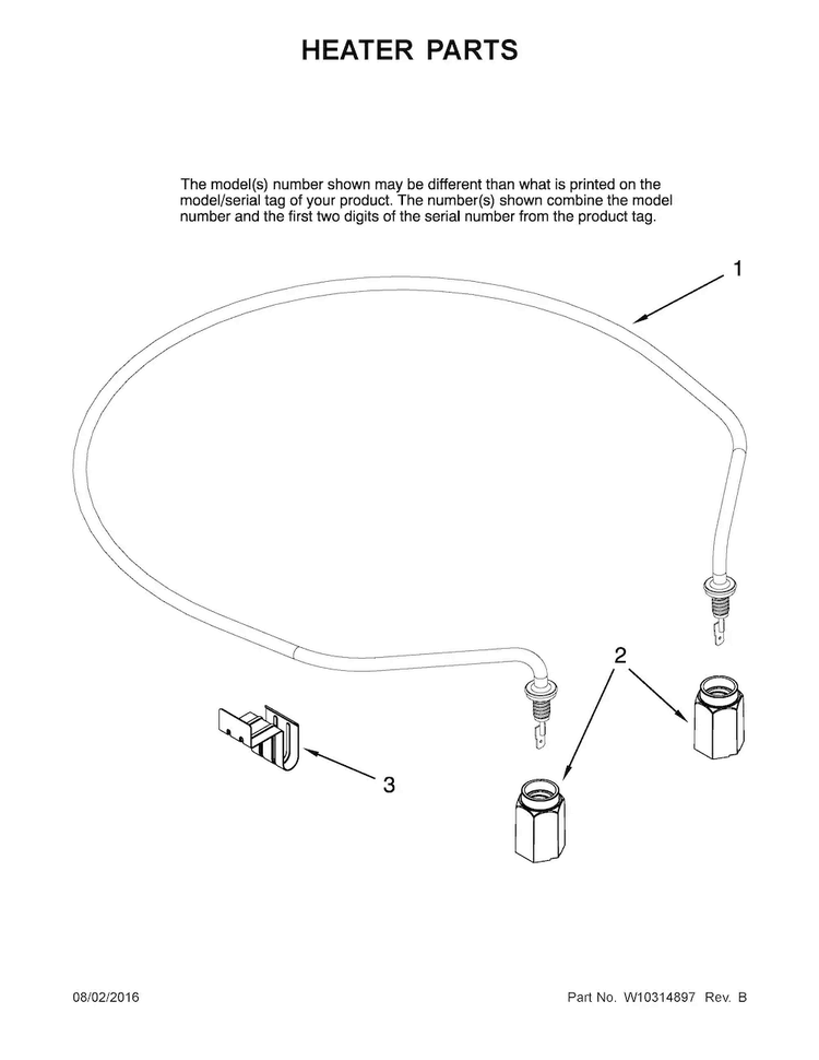 Heater Parts Diagram and Parts List for JDB1255AWB2  Jenn-Air Dishwasher