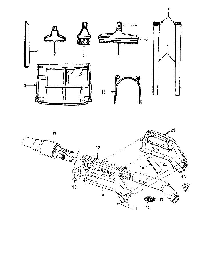 HOSE, CLEANINGTOOLS Diagram and Parts List for S5601---  Hoover Upright Vacuum