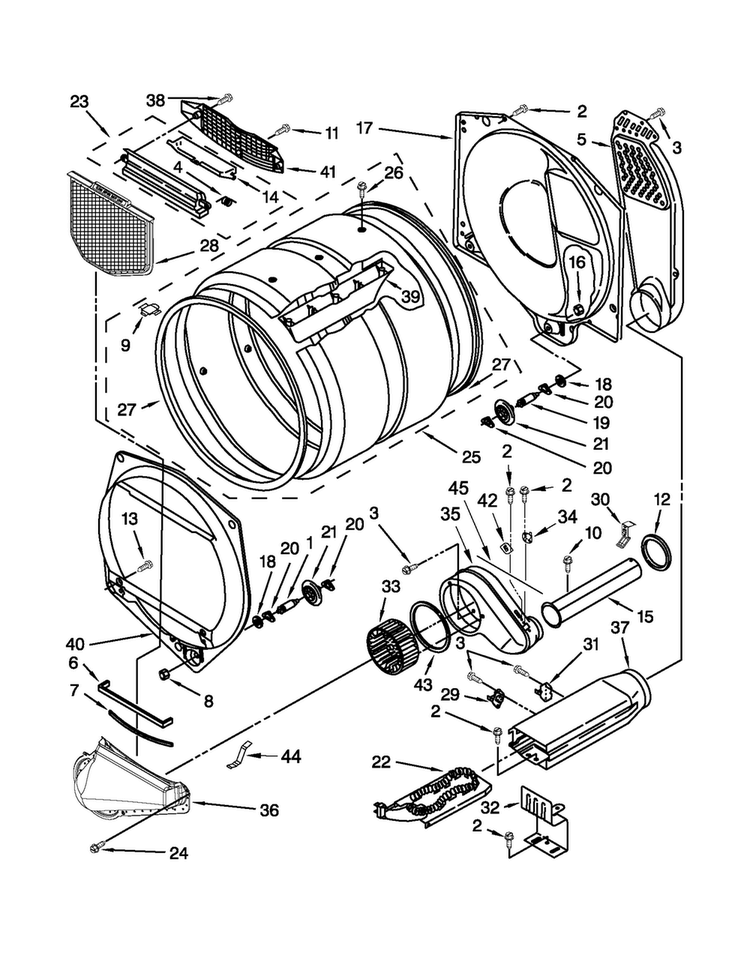 Bulkhead Parts Diagram and Parts List for 3LMEDC100YW1  Maytag Dryer