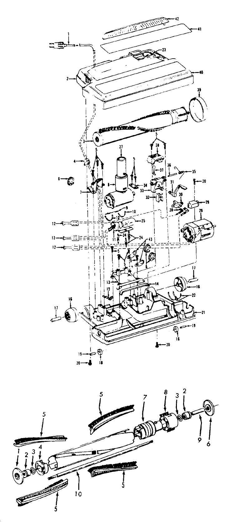 POWEREDNOZZLE, AGITATOR Diagram and Parts List for S5613---  Hoover Upright Vacuum
