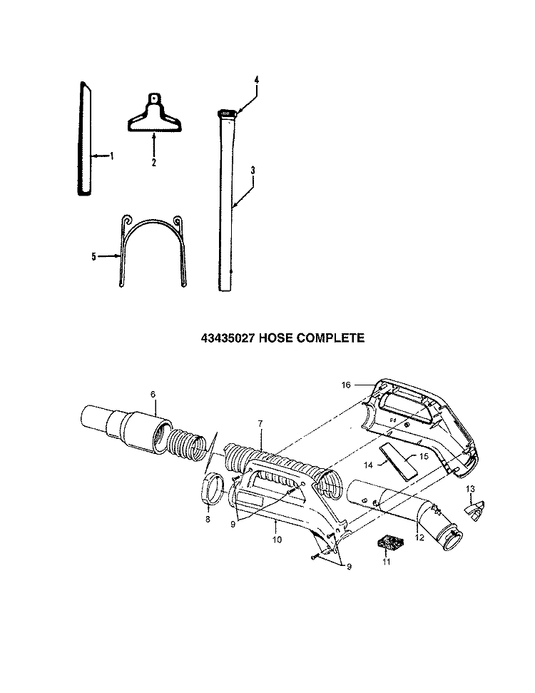 HOSE, CLEANINGTOOLS Diagram and Parts List for S5619---  Hoover Upright Vacuum