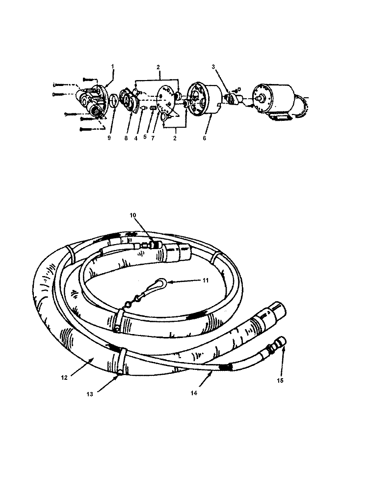 PUMP, HOSE Diagram and Parts List for SG001---  Hoover Upright Vacuum