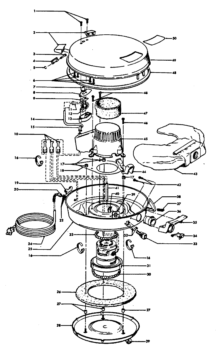 MAINBODY, OUTERBAG Diagram and Parts List for S7053---  Hoover Upright Vacuum