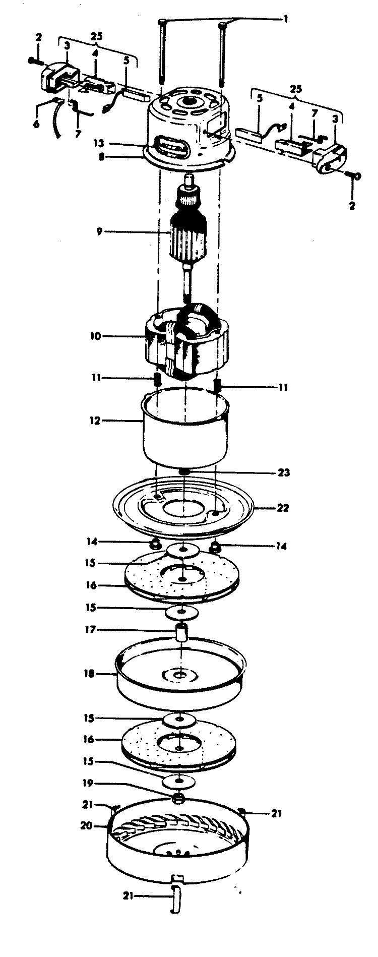 MOTOR ASSEMBLY Diagram and Parts List for S7053---  Hoover Upright Vacuum