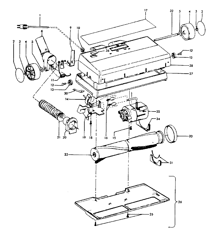 HANDLE, HOOD Diagram and Parts List for S7083---  Hoover Upright Vacuum