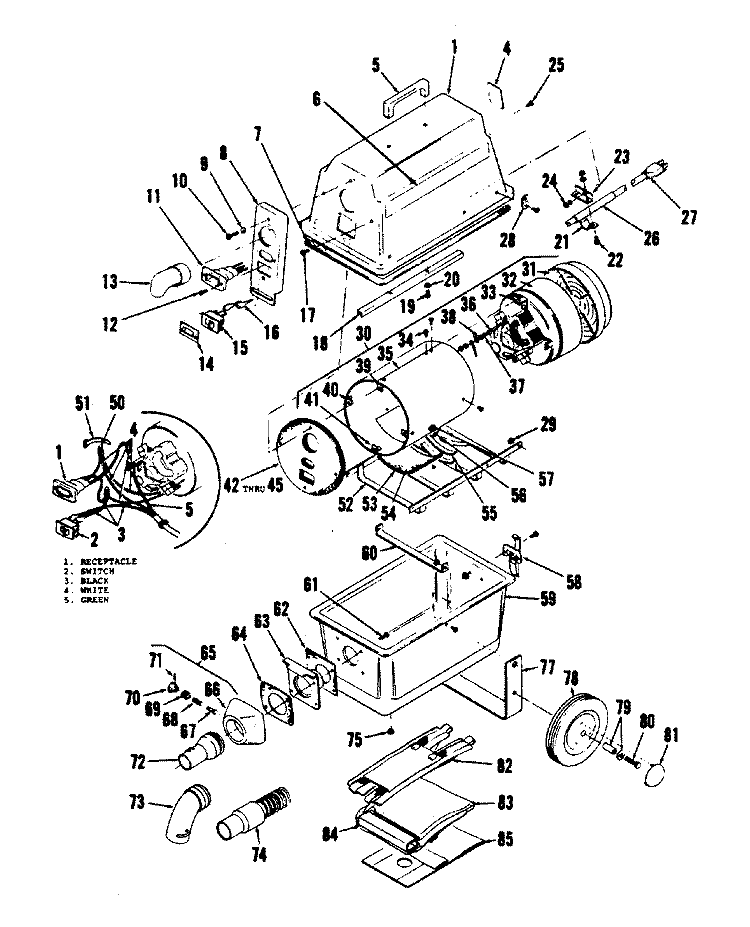 MOTOR ASSEMBLY, MAINBODY Diagram and Parts List for S7083---  Hoover Upright Vacuum