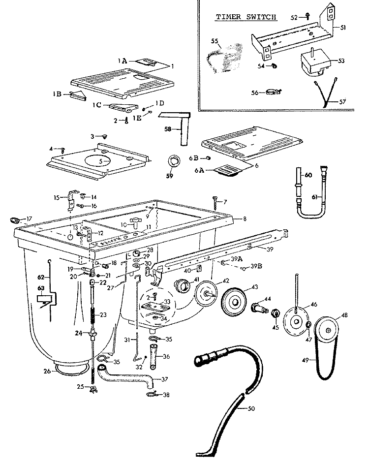 TIMER, TUB Diagram and Parts List for T1009-2  Hoover Washer