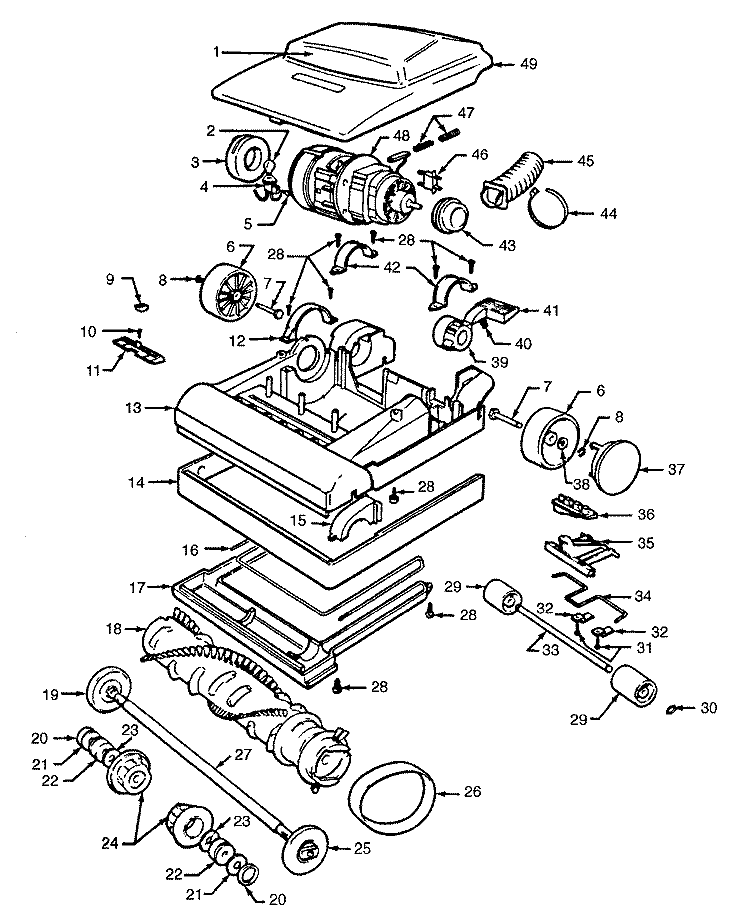 OUTERBAG Diagram and Parts List for U4417---  Hoover Upright Vacuum