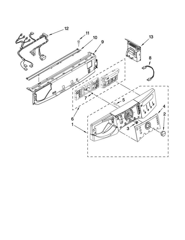 Control Panel Parts Diagram and Parts List for NFW7500VW00  Amana Washer