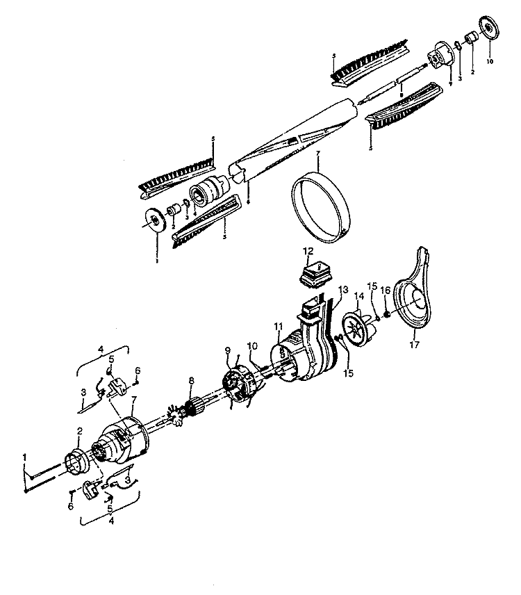 AGITATOR, MOTOR ASSEMBLY Diagram and Parts List for U3325---  Hoover Upright Vacuum