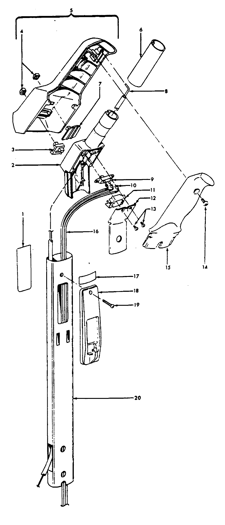 HANDLE Diagram and Parts List for U3319970  Hoover Upright Vacuum