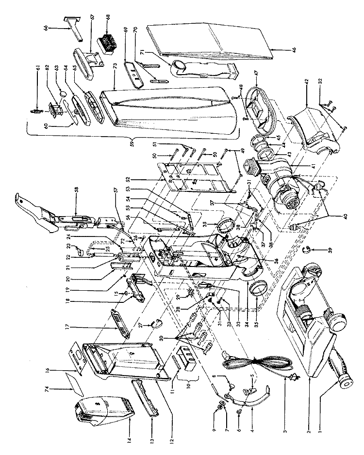 OUTERBAG Diagram and Parts List for U3331---  Hoover Upright Vacuum