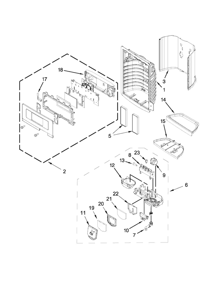 Dispenser Front Parts Diagram and Parts List for MFX2570AEB4  Maytag Refrigerator