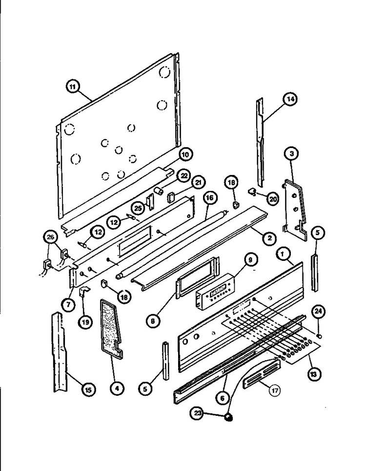 Control Panel Diagram and Parts List for RST378UL-P1141203N  Caloric Range