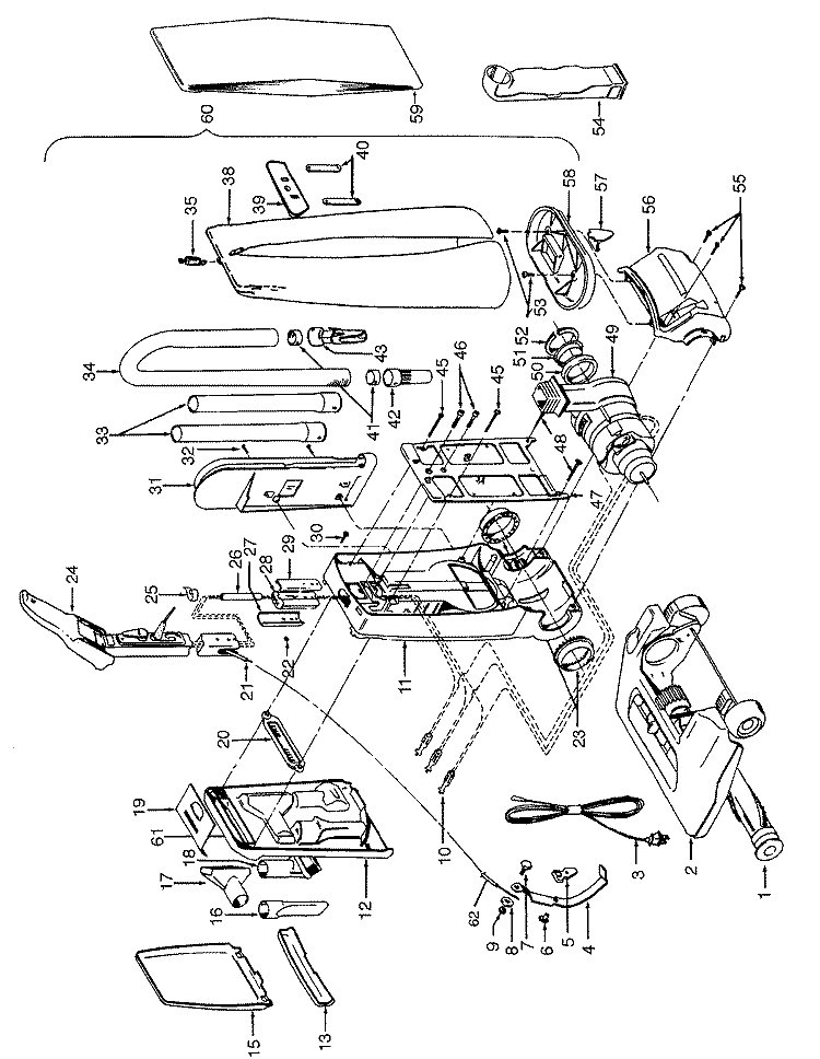 CLEANINGTOOLS, MAINBODY, OUTERBAG Diagram and Parts List for U3715930  Hoover Upright Vacuum