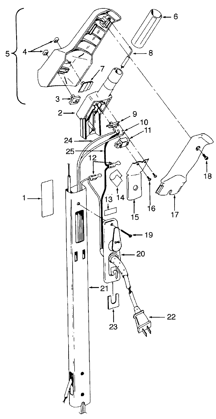 HANDLE Diagram and Parts List for U3737910  Hoover Upright Vacuum