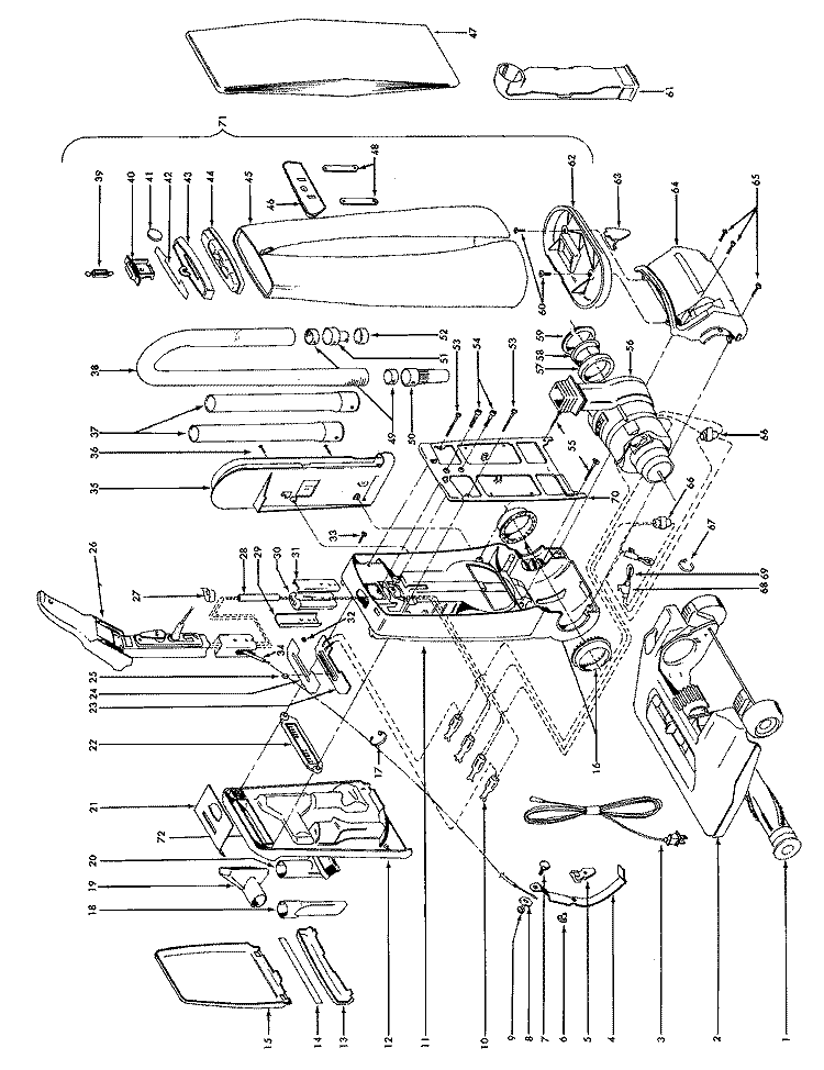 CLEANINGTOOLS, OUTERBAG, HOOD Diagram and Parts List for U3745930  Hoover Upright Vacuum