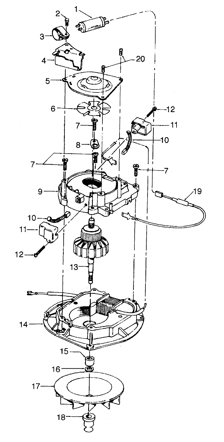MOTOR ASSEMBLY Diagram and Parts List for U4147002  Hoover Upright Vacuum