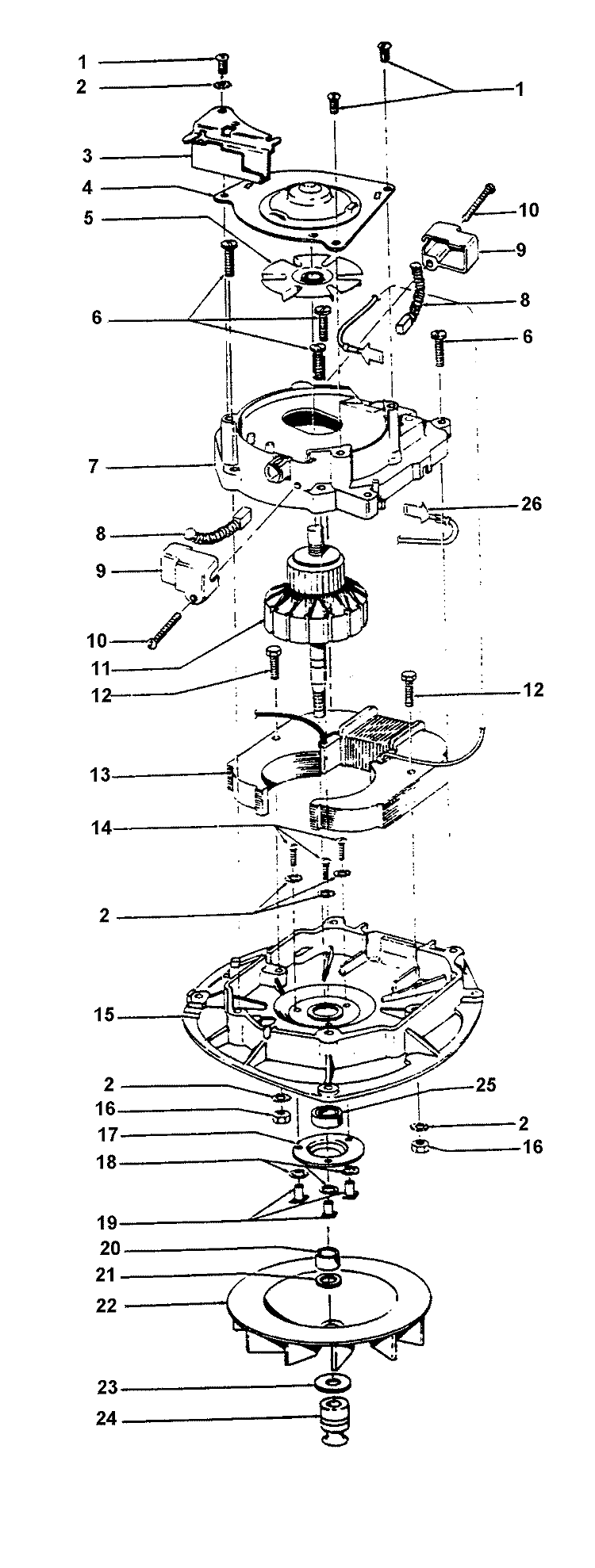 MOTOR ASSEMBLY Diagram and Parts List for U4329---  Hoover Upright Vacuum