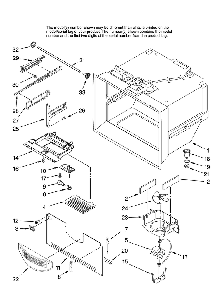 Freezer Liner Parts Diagram and Parts List for MBL2556KES12  Maytag Refrigerator
