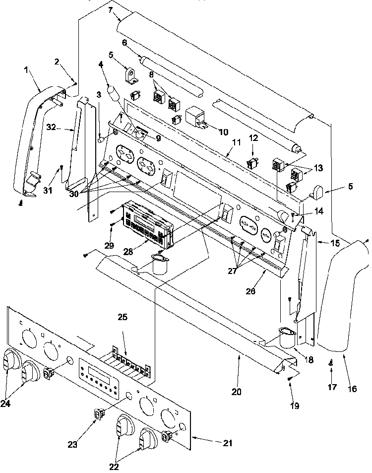 Backguard Diagram and Parts List for ARH6710E-P1143419NE  Amana Range