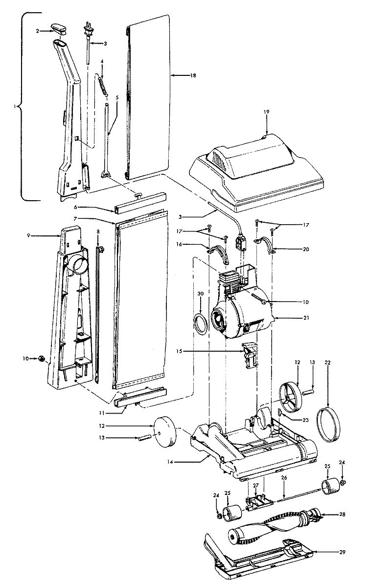 MAINBODY Diagram and Parts List for U4247016  Hoover Upright Vacuum