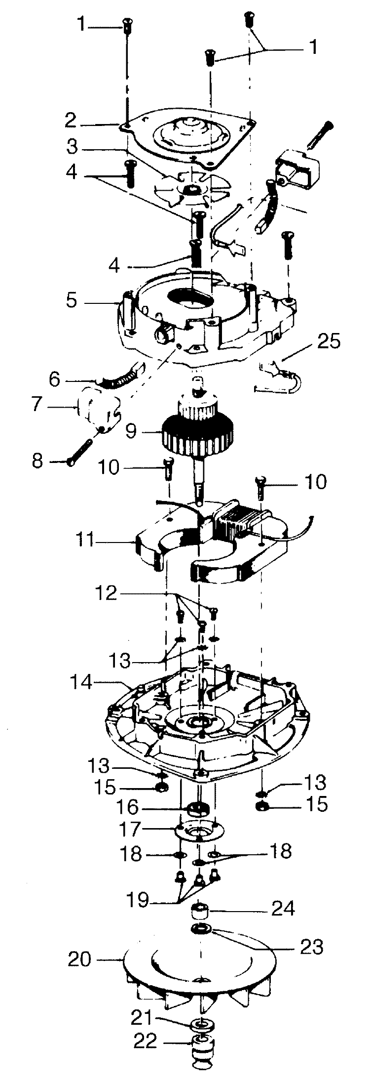 MOTOR ASSEMBLY Diagram and Parts List for U4443---  Hoover Upright Vacuum