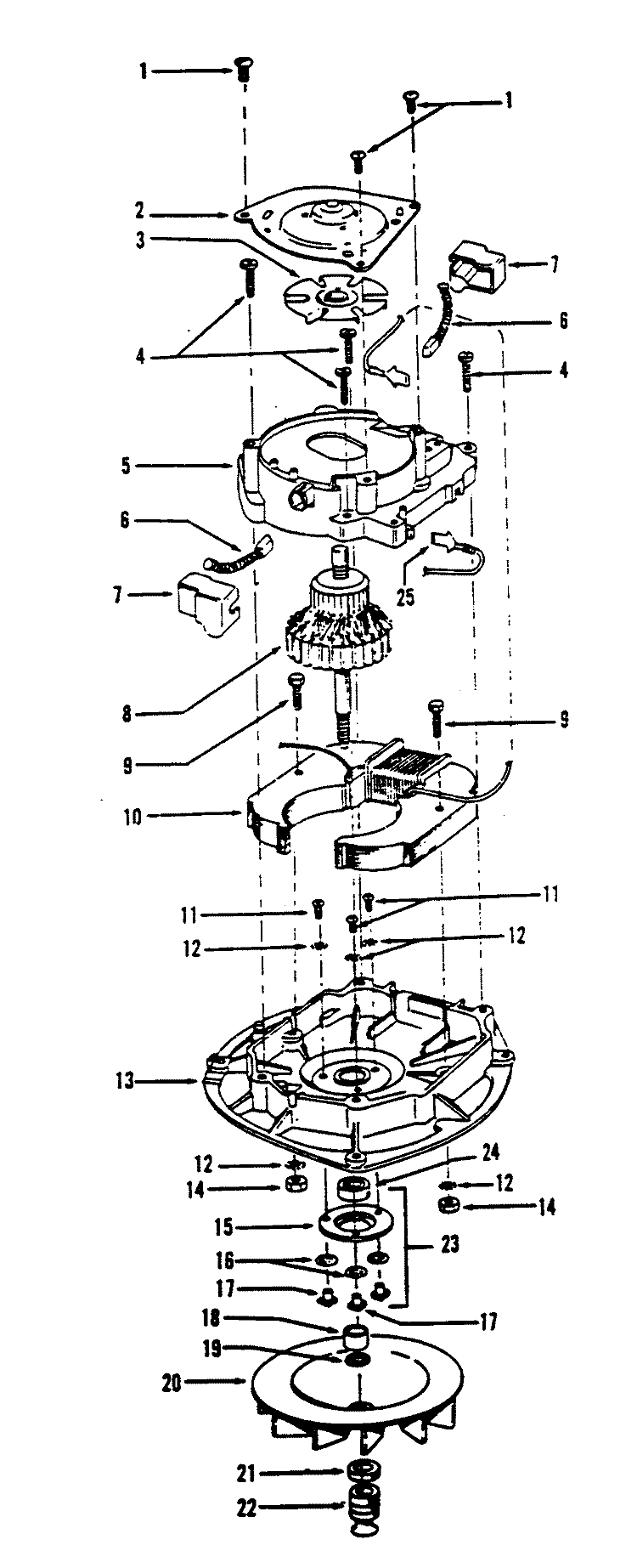 MOTOR ASSEMBLY Diagram and Parts List for U4519---  Hoover Upright Vacuum
