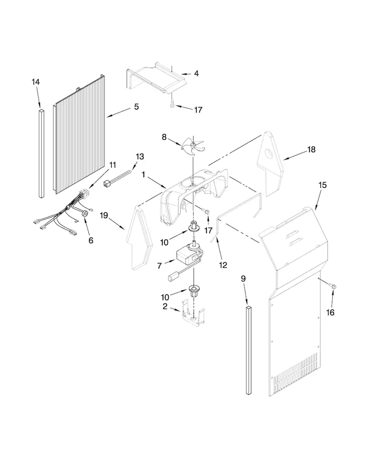 Air Flow Parts Diagram and Parts List for MSD2553WEB00  Maytag Refrigerator