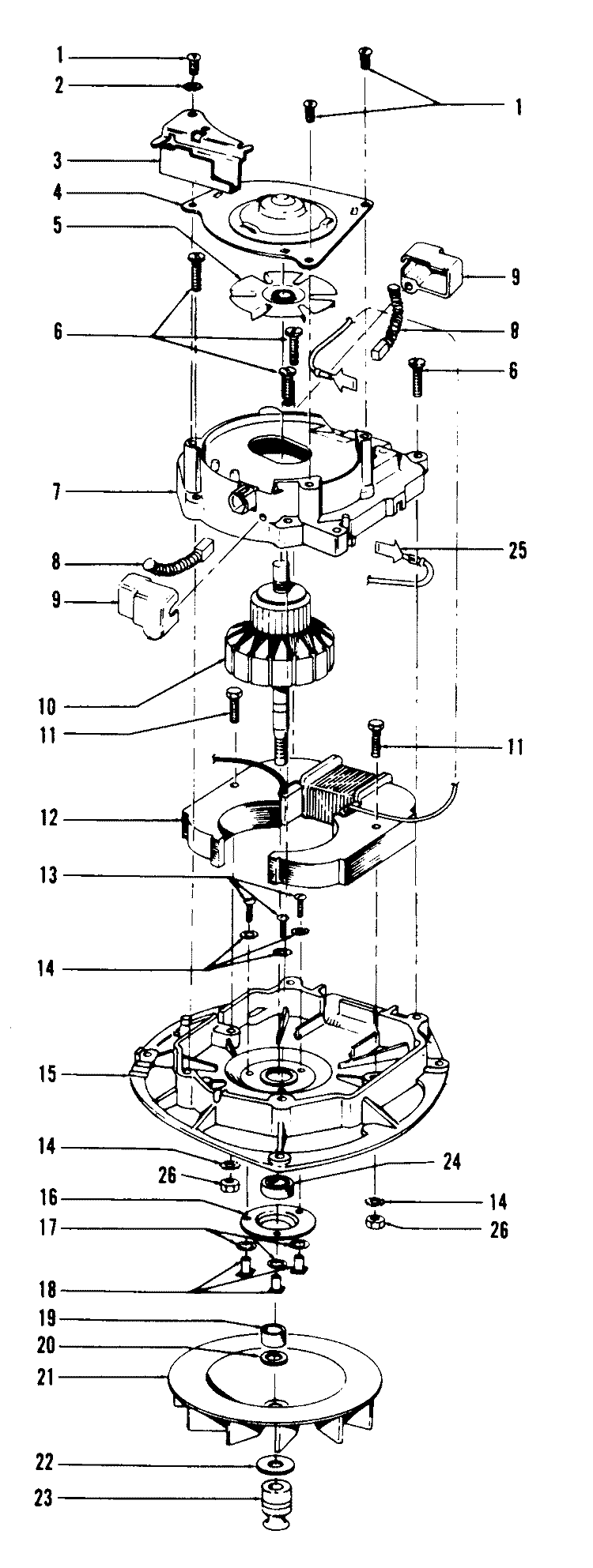 MOTOR ASSEMBLY Diagram and Parts List for U4729900  Hoover Upright Vacuum