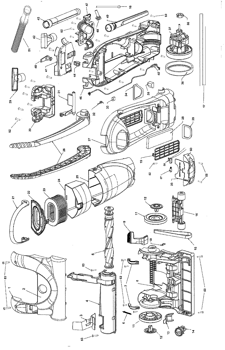 COMPLETE UNIT Diagram and Parts List for U5162911  Hoover Upright Vacuum