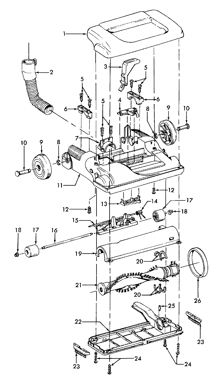 AGITATOR, MAINBODY Diagram and Parts List for U5433916  Hoover Upright Vacuum