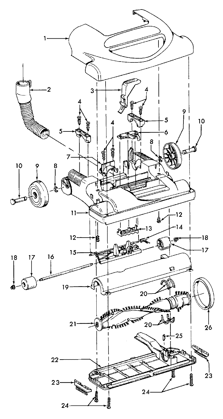 AGITATOR, MAINBODY Diagram and Parts List for U5465909  Hoover Upright Vacuum