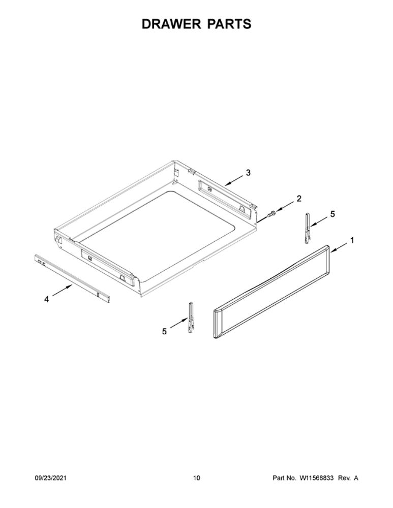 Drawer Parts Diagram and Parts List for YMER8800FW4  Maytag Range