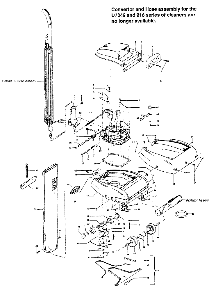 MAINBODY Diagram and Parts List for U7049---  Hoover Upright Vacuum