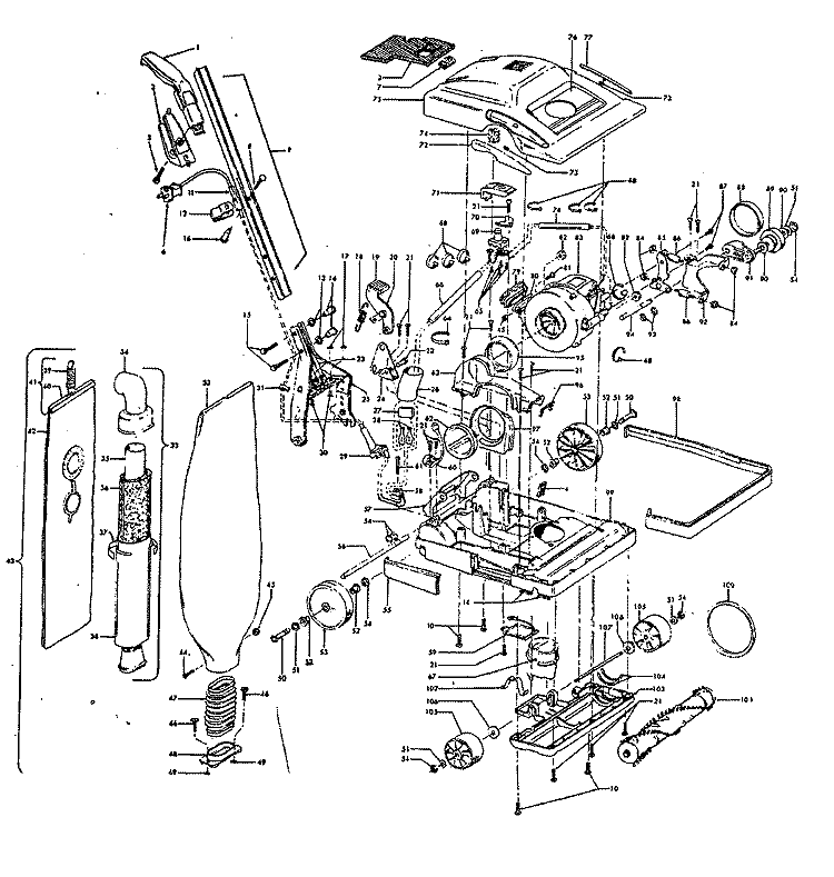 BAGASSEMBLY Diagram and Parts List for U7069103  Hoover Upright Vacuum