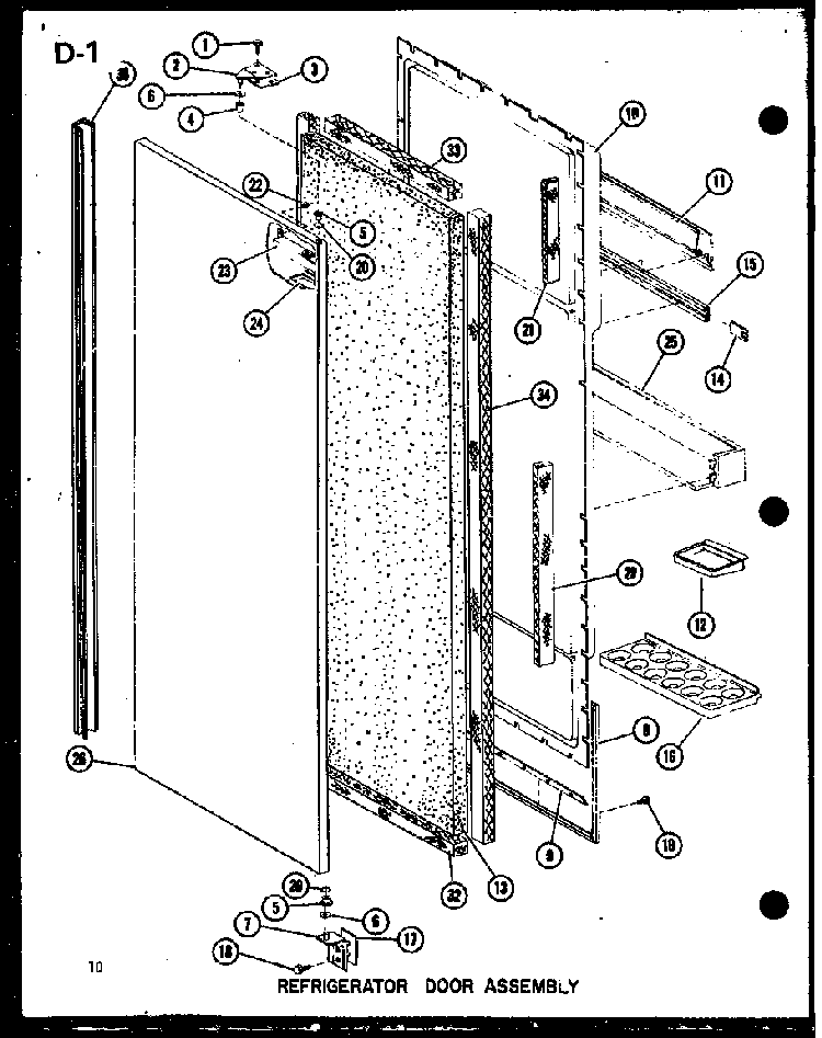 Refrigerator Door Assembly Diagram and Parts List for SLDI22F-1-P75400-14W  Amana Refrigerator