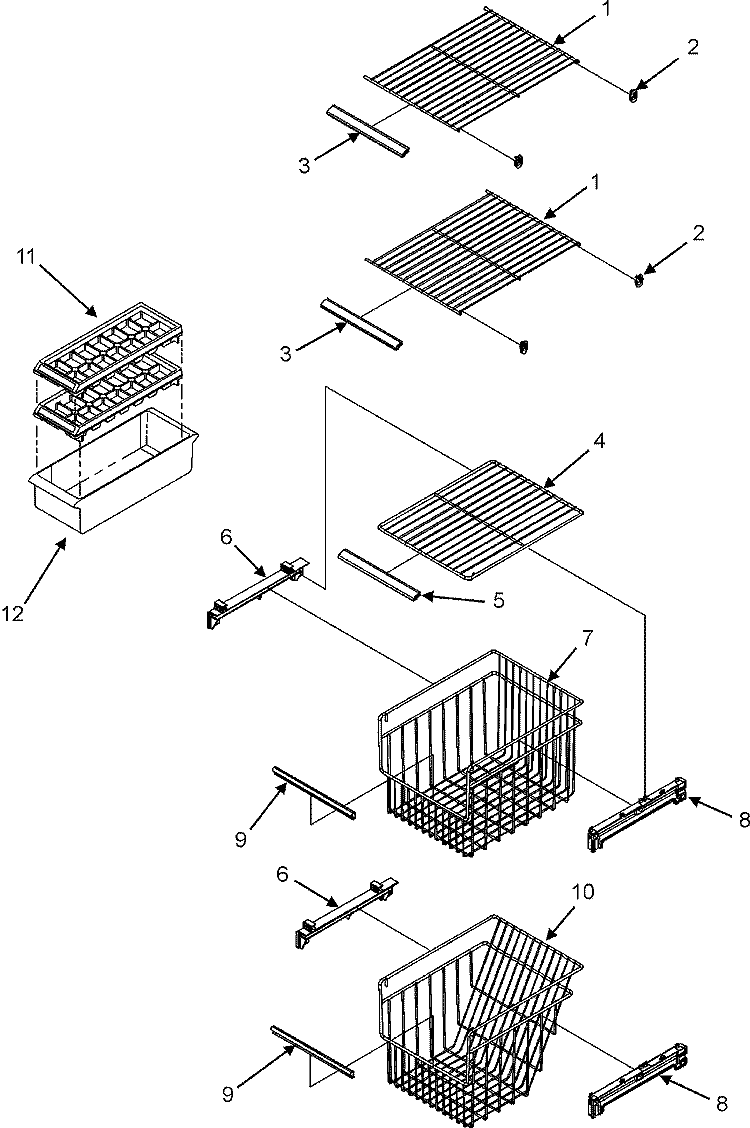 FREEZER SHELVES Diagram and Parts List for GSB2654HEQ  Maytag Refrigerator