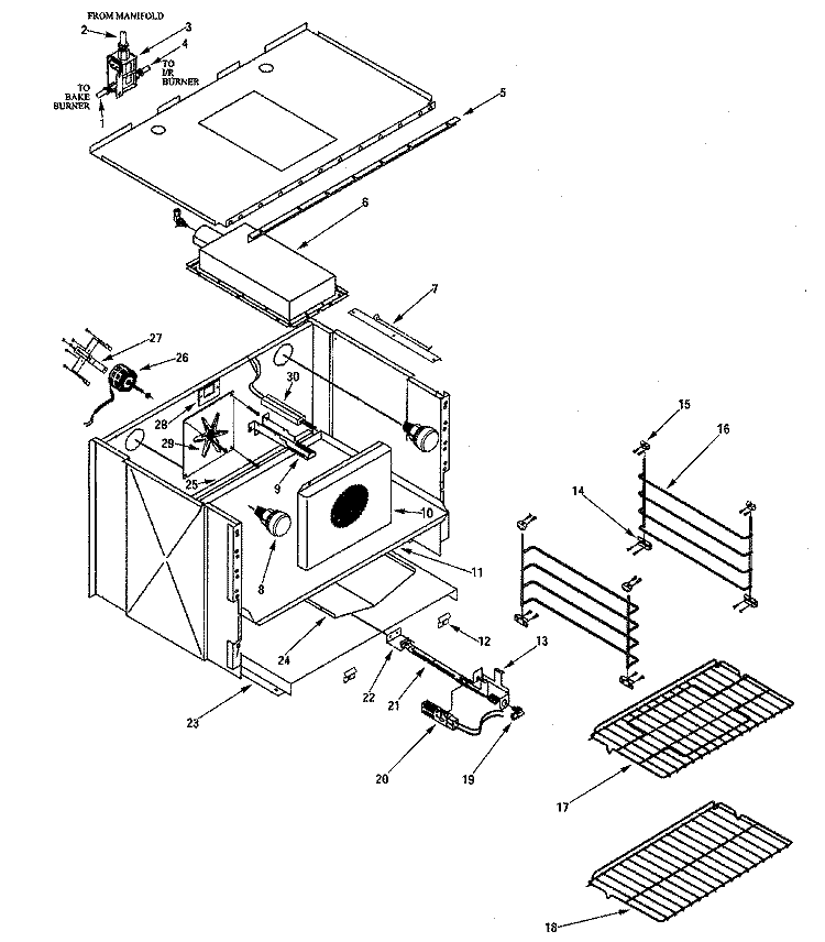 OVEN ASSEMBLY (LARGE) Diagram and Parts List for PRG4810NP  Jenn-Air Cooktop
