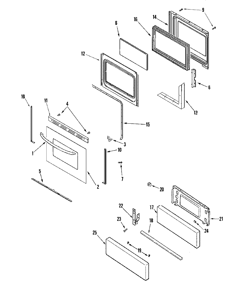 DOOR / DRAWER Diagram and Parts List for MGR4452BDW  Maytag Range