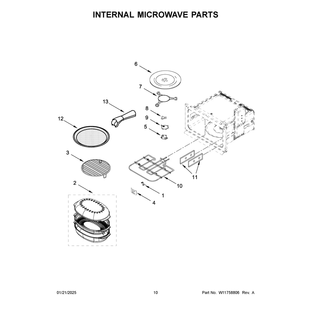 Internal Microwave Parts Diagram and Parts List for JOEMC130RL00  Jenn-Air Microwave
