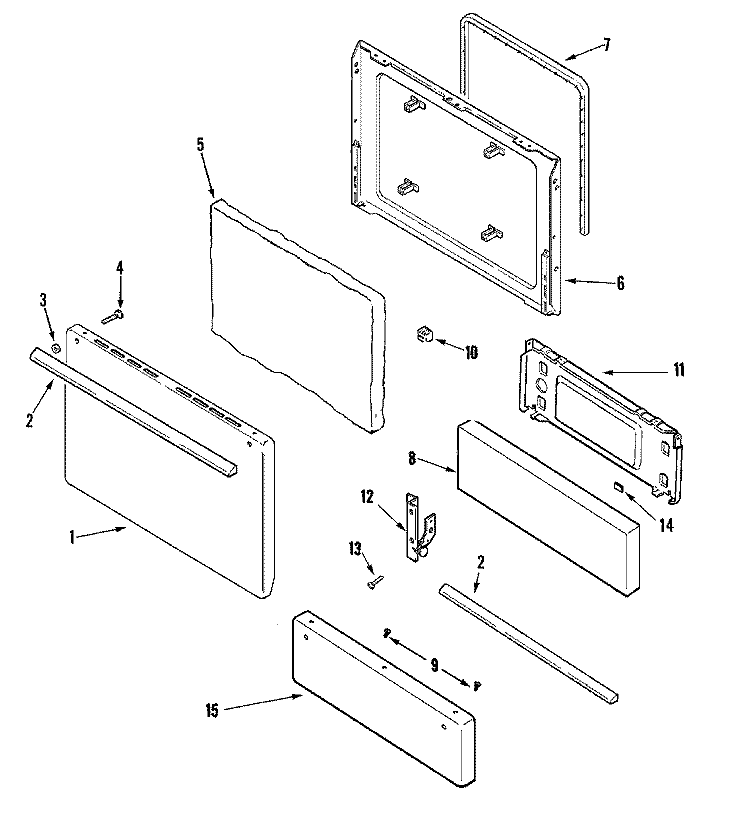 DOOR / DRAWER Diagram and Parts List for MGR4220ADW  Maytag Range