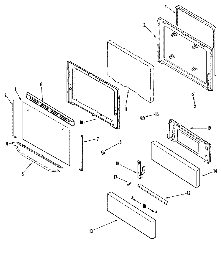 DOOR / DRAWER Diagram and Parts List for CGR1415ADH  Magic Chef Range