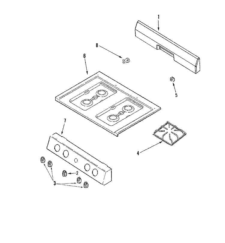 CONTROL PANEL / TOP ASSEMBLY Diagram and Parts List for CPR1100ADW  Magic Chef Range